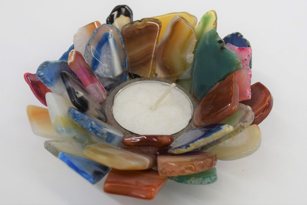 Candle Holder, Agate Rainbow
